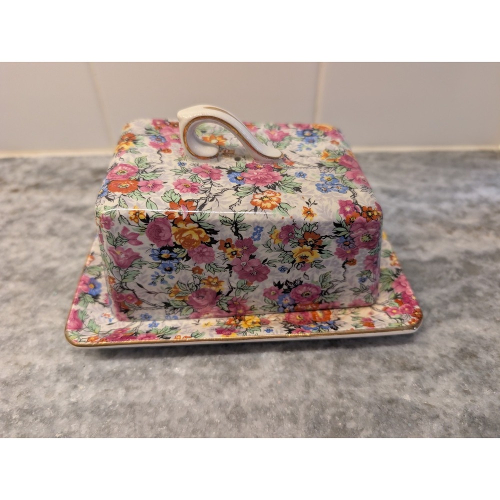 Lord Nelson Floral with Gold Trim Marina 2 Piece Butter Dish